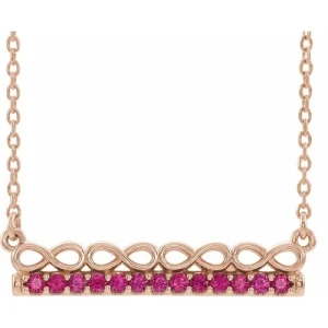 Perdy Natural Ruby Rose Gold Shared Prong  Necklace