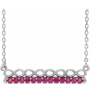 Perdy Natural Ruby White Gold Shared Prong  Necklace