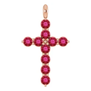 Perryn Natural Ruby Rose Gold Prong Set  Necklace