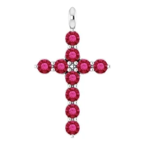 Perryn Natural Ruby White Gold Prong Set  Necklace
