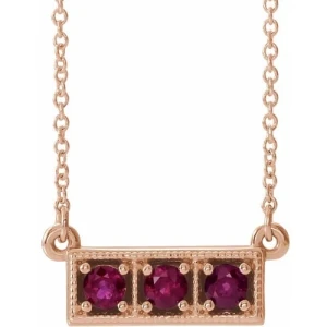 Permelia Natural Ruby Rose Gold 4 Prong  Necklace