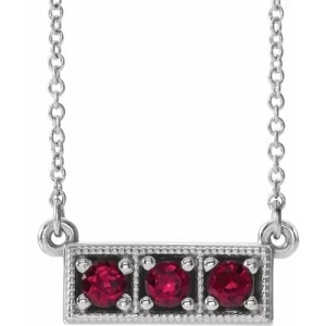 Permelia Natural Ruby White Gold 4 Prong  Necklace