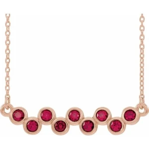 Phailin Natural Ruby Rose Gold Bezel Set  Necklace