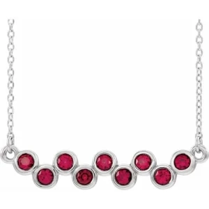 Phailin Natural Ruby Yellow Gold Bezel Set  Necklace