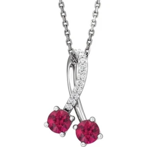 Perle Natural Ruby White Gold 4 Prong  Necklace