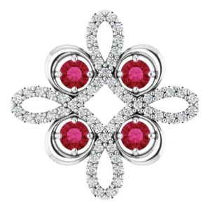 Pheriche Natural Ruby White Gold 4 Prong  Necklace