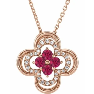 Petrova Natural Ruby Rose Gold 4 Prong  Necklace