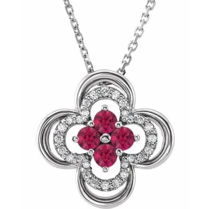 Petrova Natural Ruby Yellow Gold 4 Prong  Necklace