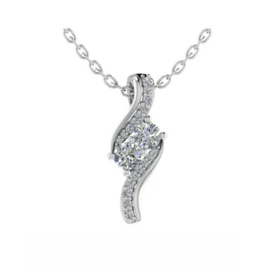 Tulia 0.32 - 1.00 Carat Natural Diamond Round cut Shared Prong  Halo Pendant Necklace