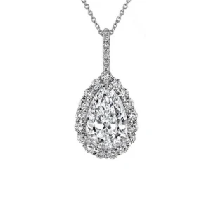 Tiffini Lab-Created Diamond Yellow Gold 3 Prong Halo Pendant Necklace