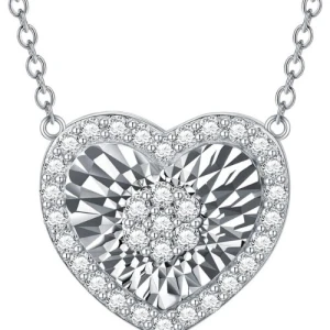 Tamina Natural Diamond Silver Pave Set Halo Pendant Necklace