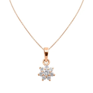 Tamie Natural Diamond Rose Gold Prong Set Cluster Pendant Necklace