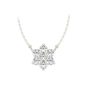 Timbre Natural Diamond Rose Gold Prong Set Cluster Pendant Necklace