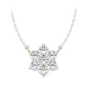 Timbre 0.10 Carat Natural Diamond Round cut Prong Set  Cluster Pendant Necklace