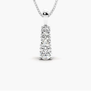 Theffanie Natural Diamond Yellow Gold 4 Prong Journey Pendant Necklace