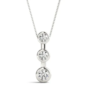 Theberga Natural Diamond Yellow Gold Bezel Set Journey Pendant Necklace
