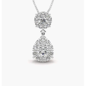 Tress Lab-Created Diamond Yellow Gold Prong Set Designer Pendant Necklace