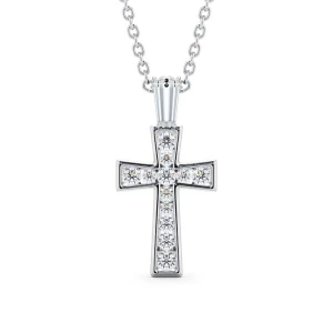 Panyin Lab Grown Diamond Channel Set Cross Pendant Necklace