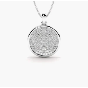 Penthea 0.38 Carat Natural Diamond Round cut Pave Set  Circle Pendant Necklace