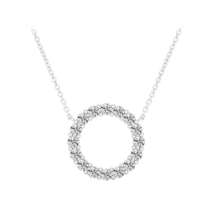 Pervaiz 1.08 Carat Natural Diamond Round cut Shared Prong  Circle Pendant Necklace