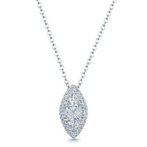 Tawanda Lab-Created Diamond Yellow Gold Prong Set Halo Pendant Necklace
