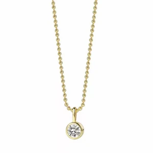 Quenilda Natural Diamond Round cut Bezel Set  Solitaire Pendant Necklace