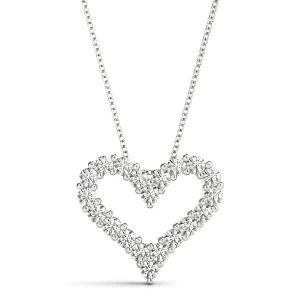Pearline Natural Diamond White Gold Heart Necklace
