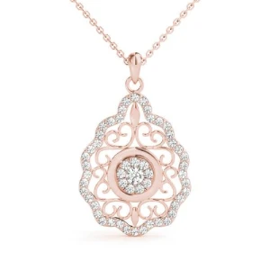 Tandi Lab Grown Diamond Rose Gold Pave Set Cluster Pendant Necklace