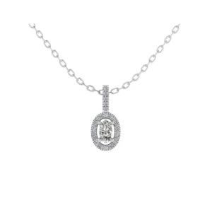 Talisha Lab-Created Diamond Platinum 4 Prong Halo Pendant Necklace