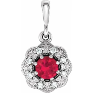 Perenna Natural Ruby White Gold 8 Prong Set  Necklace