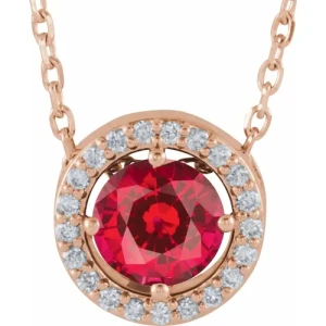 Petti Natural Ruby Rose Gold 4 Prong  Necklace