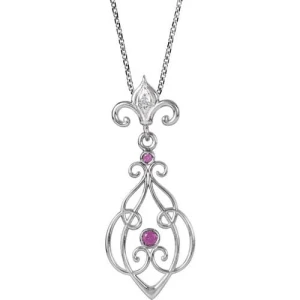 Pinelopi Natural Ruby White Gold Bezel Set  Necklace
