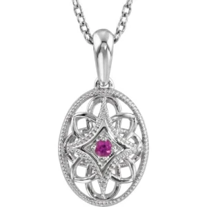 Pilvi Natural Ruby White Gold 4 Prong  Necklace