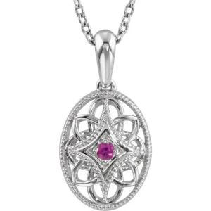 Pilvi Natural Ruby Yellow Gold 4 Prong  Necklace