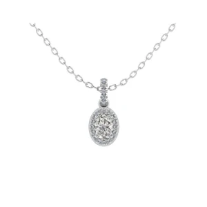 Terese Natural Diamond Platinum 4 Prong Halo Pendant Necklace