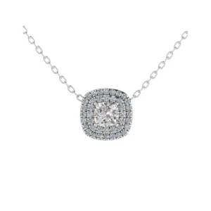 Tais Natural Diamond 4 Prong Halo Pendant Necklace