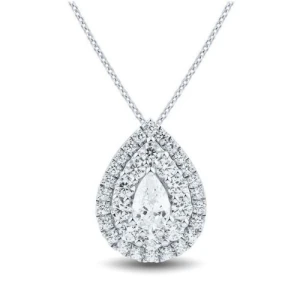 Tanika Lab-Created Diamond Yellow Gold 3 Prong Halo Pendant Necklace