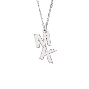 Bodhi Silver 2 Row Intial Off Set Designer Pendant Necklace