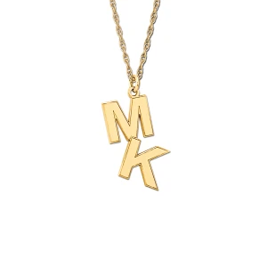 Bodhi Yellow Gold 2 Row Intial Off Set Designer Pendant Necklace