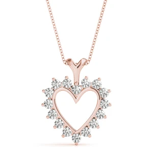 Tania Lab-Created Diamond Rose Gold Channel And Prong Set Heart Necklace