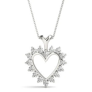 Tania Lab-Created Diamond Round cut Channel And Prong Set Heart Necklace