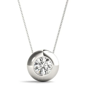 Reynilda Lab-Created Diamond Round cut Bezel Set  Solitaire Pendant Necklace