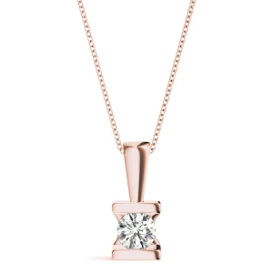 Ricela Lab-Created Diamond Rose Gold Channel Set Solitaire Pendant Necklace