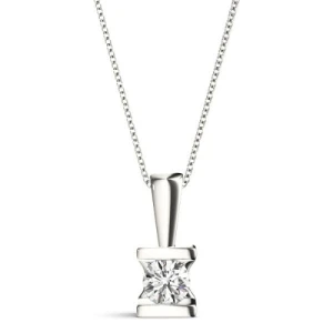Ricela Lab-Created Diamond Round cut Channel Set  Solitaire Pendant Necklace