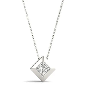 Richarede Lab-Created Diamond Bezel Set Solitaire Pendant Necklace