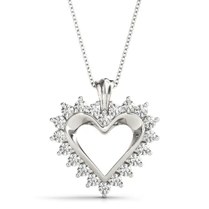 Jessica Lab-Created Diamond Round cut Prong Set Heart Necklace