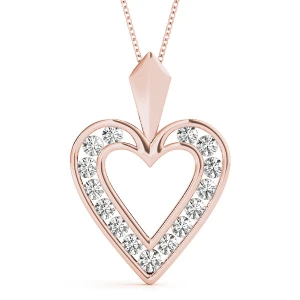 Lily Lab Grown Diamond Rose Gold Channel Set Heart Necklace