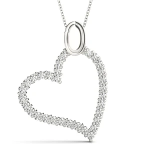 Reina Lab-Created Diamond Round cut Shared Prong Heart Necklace