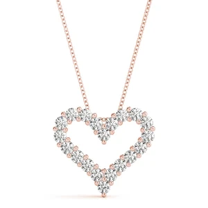 Sonica Lab Grown Diamond Rose Gold Shared Prong Heart Necklace