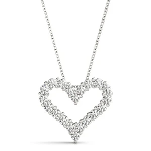 Sonica Lab-Created Diamond Round cut Shared Prong Heart Necklace